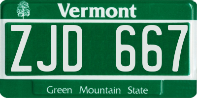 VT license plate ZJD667