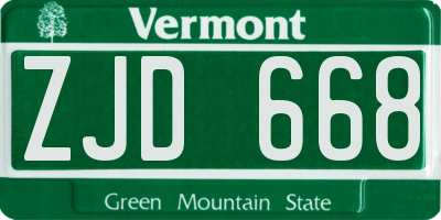 VT license plate ZJD668