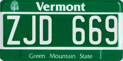 VT license plate ZJD669