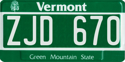 VT license plate ZJD670