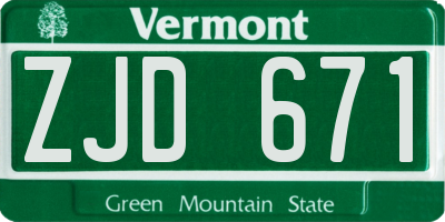 VT license plate ZJD671