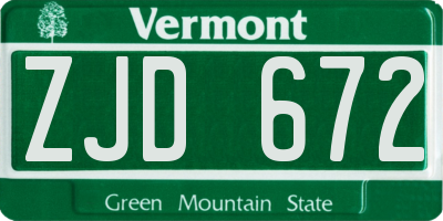 VT license plate ZJD672