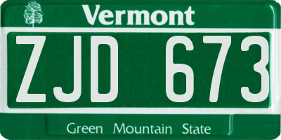 VT license plate ZJD673