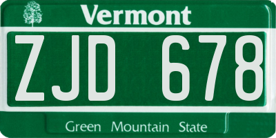 VT license plate ZJD678