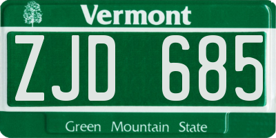 VT license plate ZJD685