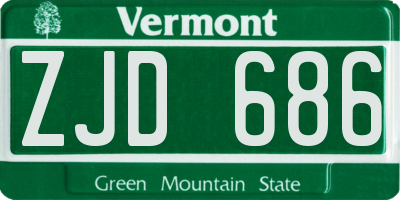 VT license plate ZJD686