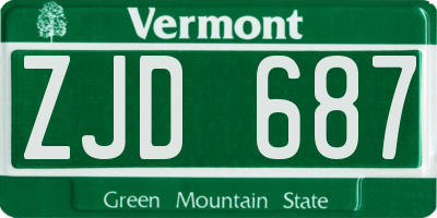 VT license plate ZJD687