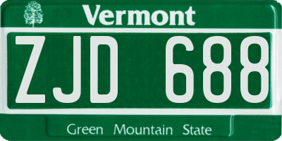 VT license plate ZJD688