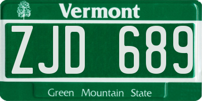VT license plate ZJD689