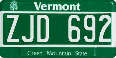 VT license plate ZJD692
