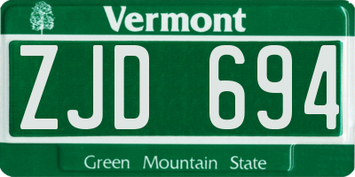 VT license plate ZJD694