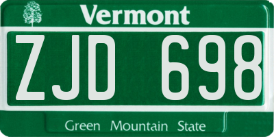VT license plate ZJD698