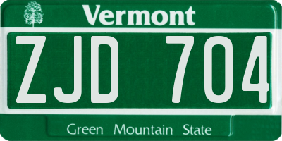 VT license plate ZJD704