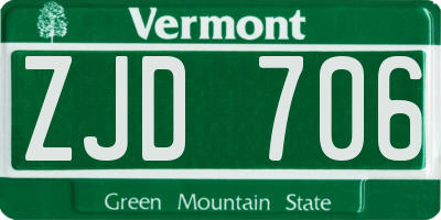 VT license plate ZJD706