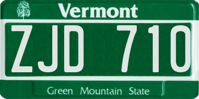 VT license plate ZJD710