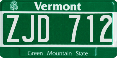 VT license plate ZJD712