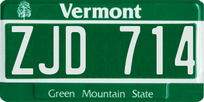 VT license plate ZJD714