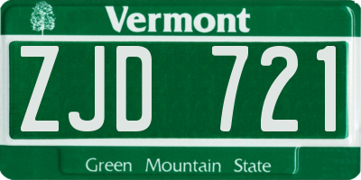 VT license plate ZJD721