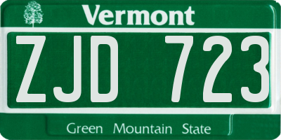 VT license plate ZJD723