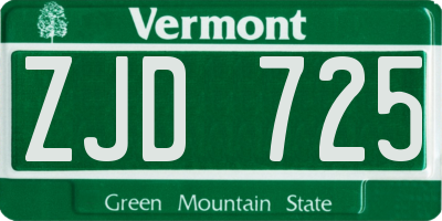 VT license plate ZJD725