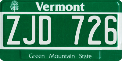 VT license plate ZJD726