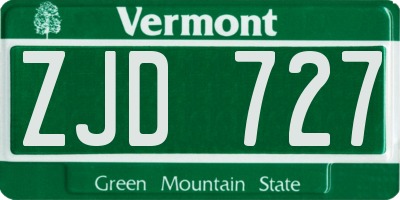 VT license plate ZJD727
