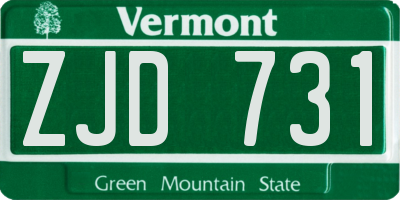 VT license plate ZJD731