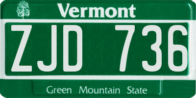 VT license plate ZJD736
