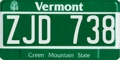 VT license plate ZJD738