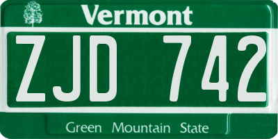 VT license plate ZJD742