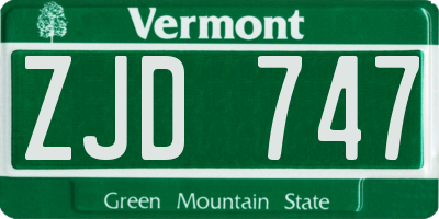 VT license plate ZJD747