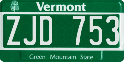 VT license plate ZJD753