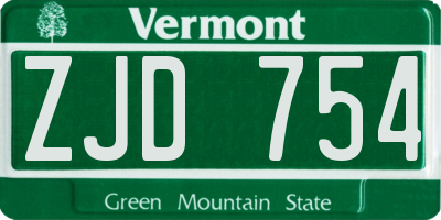 VT license plate ZJD754