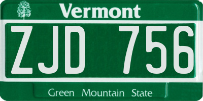 VT license plate ZJD756