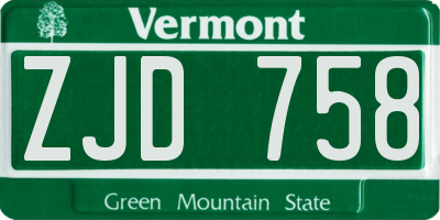 VT license plate ZJD758