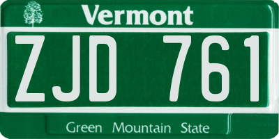 VT license plate ZJD761