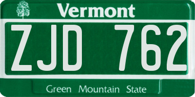 VT license plate ZJD762