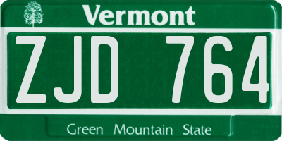 VT license plate ZJD764