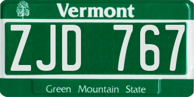 VT license plate ZJD767