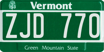 VT license plate ZJD770