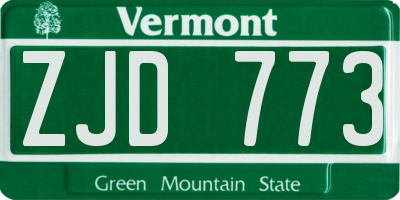 VT license plate ZJD773