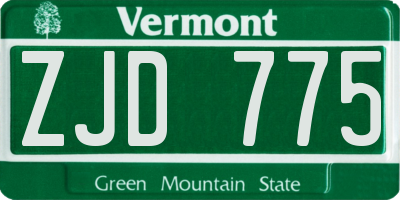 VT license plate ZJD775