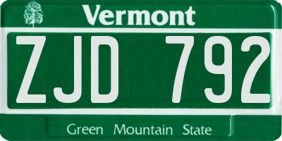 VT license plate ZJD792