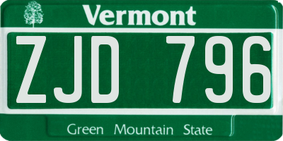 VT license plate ZJD796