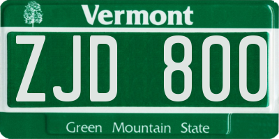 VT license plate ZJD800