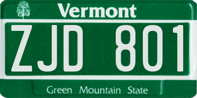 VT license plate ZJD801