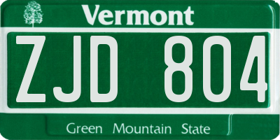 VT license plate ZJD804