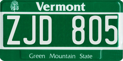 VT license plate ZJD805