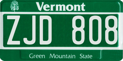 VT license plate ZJD808