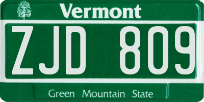 VT license plate ZJD809